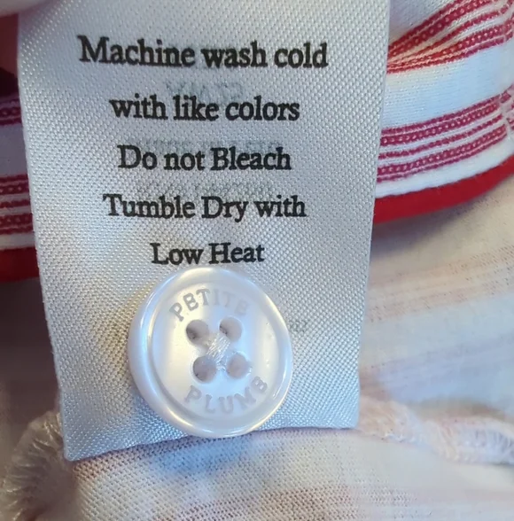 Petite Plume Pima Pajama Set In Antique Red Size Large Striped Embroidered EUC - Picture 13 of 16